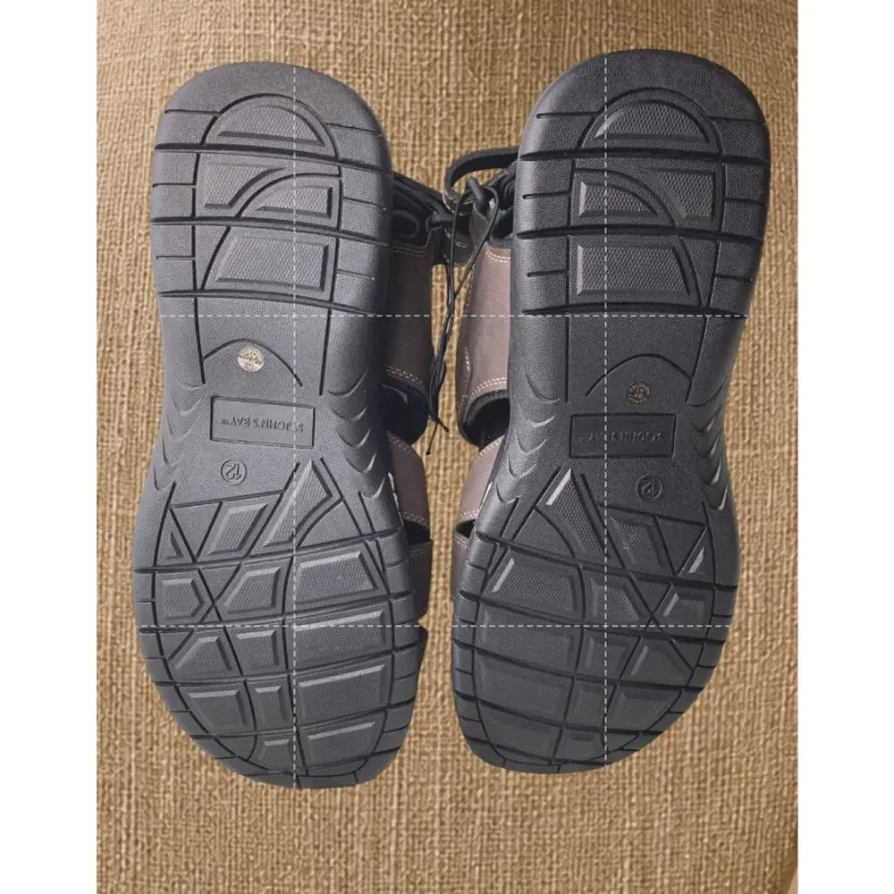 St. John’s Bay Mens 12M Brown Fisherman Sandals DRY+COOL Memory Foam NWT